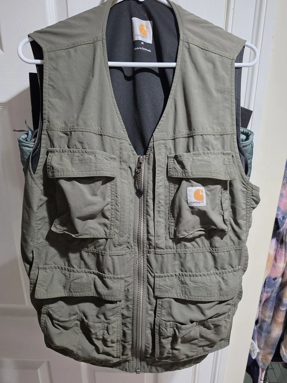 Carhartt Olive Green Utility Vest - Multi-Pocket Work Vest Medium